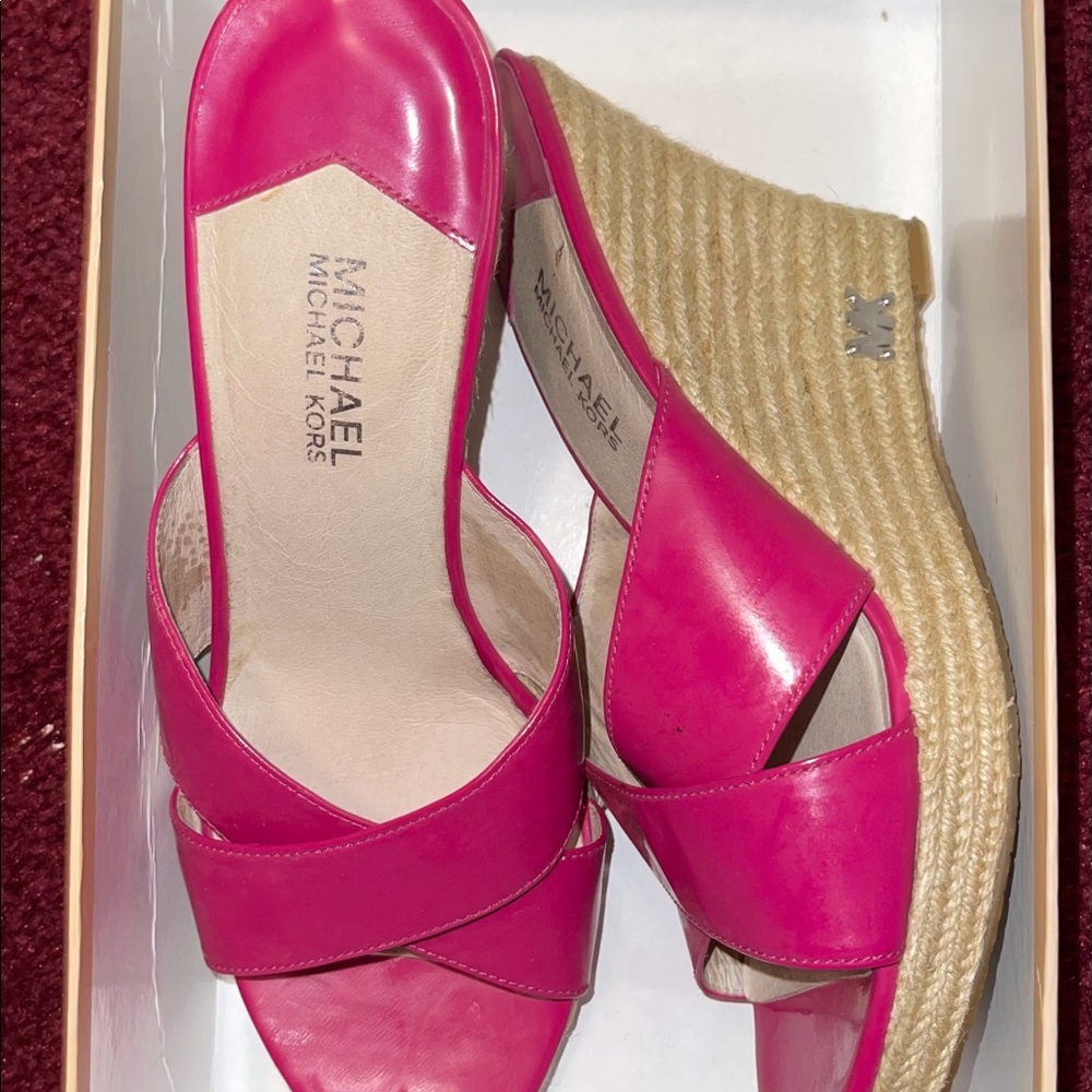 Michael Kors pink wedge shoes
